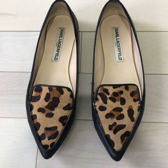 Shoes - Karl Lagerfeld Women's Destine Leopard Print Pointed Toe Flats Size 6M